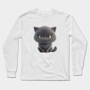 Cat Kitten Cute Adorable Humorous Illustration Long Sleeve T-Shirt